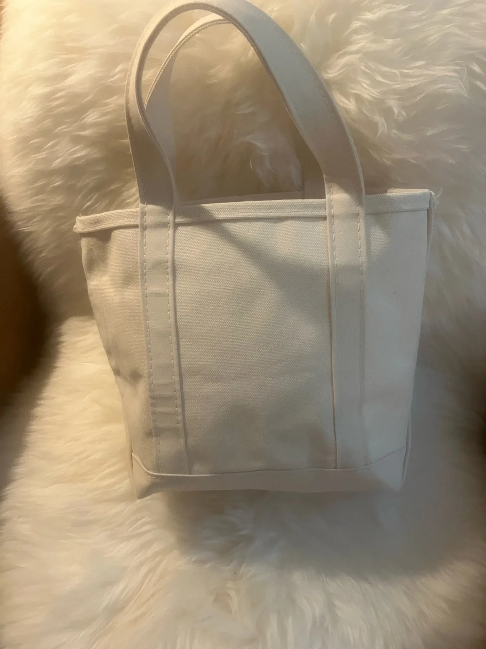 L.L. Bean Cream Canvas Tote with “Aquarius” monogram Embroidery small